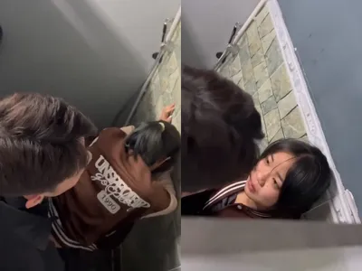 Phát hiện đôi dương vật sâu vụng trộm trả bài nhau trong toilet cf