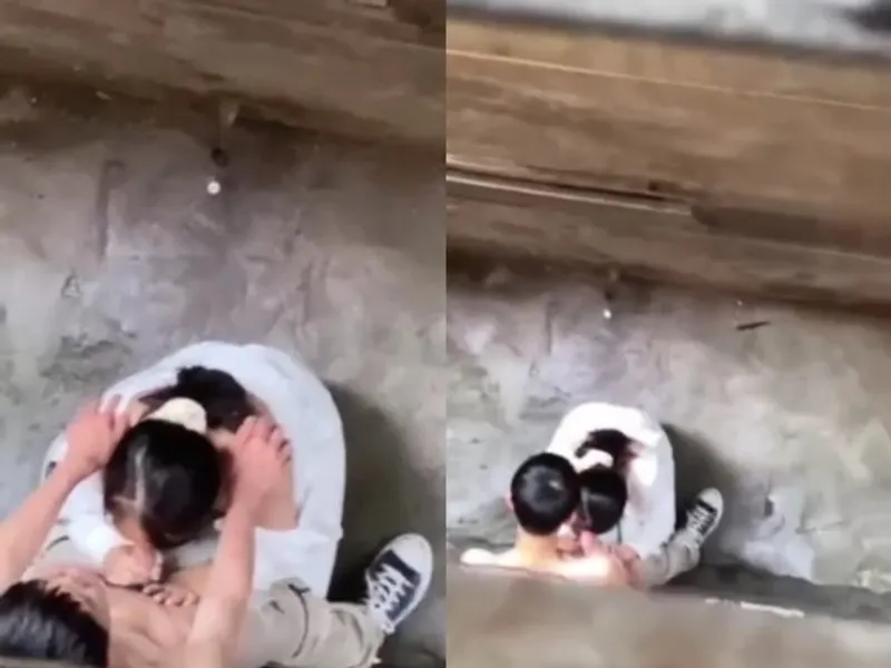 Quay lén học sinh nữ mút dương vật thằng bồ ở khe nhà